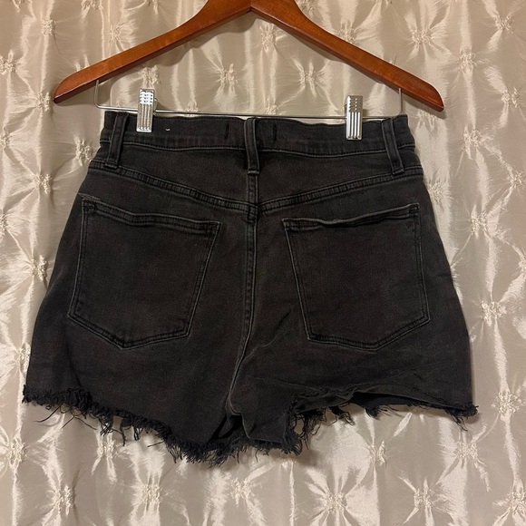 Madewell High-Rise Denim Shorts - Cut-Off Distressed Black Jean - Picture 4 of 12